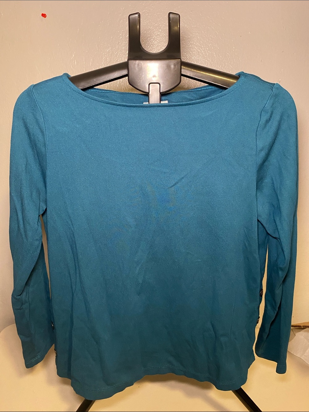 J. Jill Long-Sleeve Boatneck Top in Teal Blue